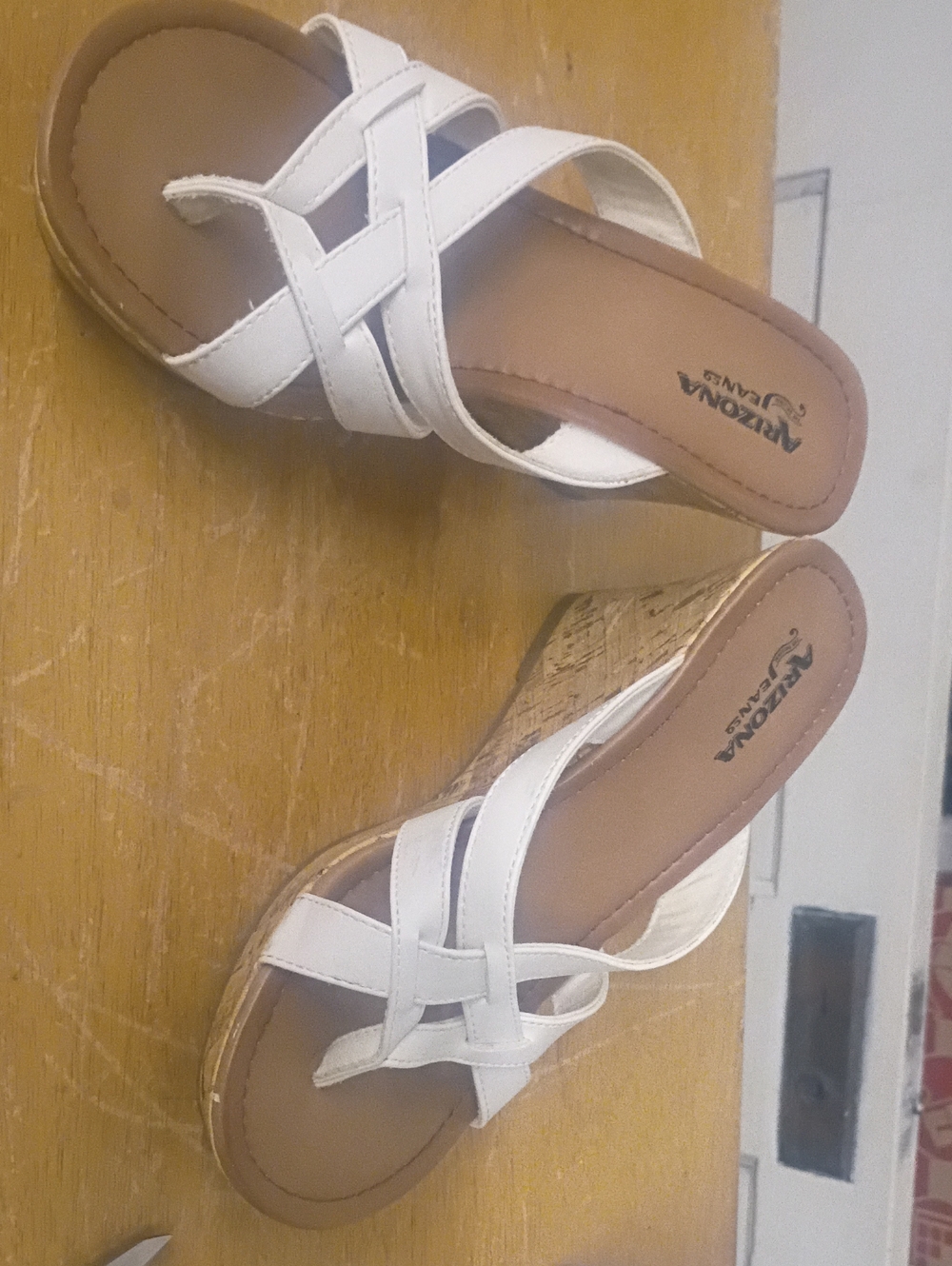 Nero Giardini White Crisscross Wedge Slide Sandals